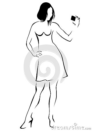 Women whit camera seven Vector Illustration