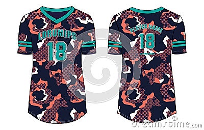 Women Camouflage Sports Jersey t-shirt design concept Illustration Vector suitable for girls and Ladies for Volleyball jersey Vector Illustration
