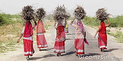 Women carrying a on the head Editorial Stock Photo