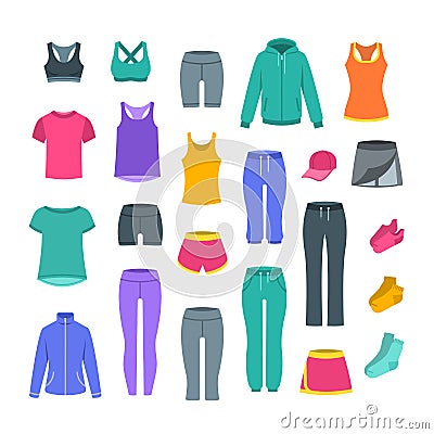 Women casual clothes for gym fitness training Vector Illustration