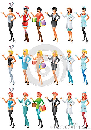 Women character set Vector Illustration