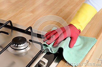 Women cleaning the house Stock Photo