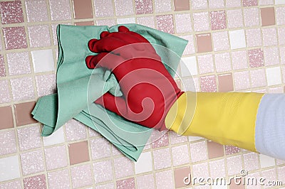 Women cleaning the house Stock Photo