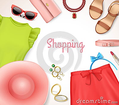 Women Clothing Accessories Frame Vector Illustration