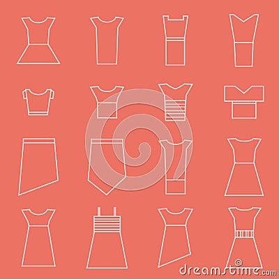 Women clothing icons set Stock Photo