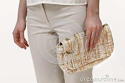 Women clutch embroud with sparkles and cristall Stock Photo