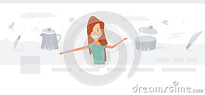 Women cooking blog. Header Illustration. Vector Illustration