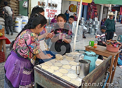 Women cooking tortillas Editorial Stock Photo