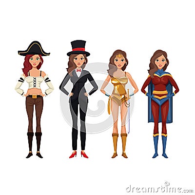 Women cosplay style Vector Illustration