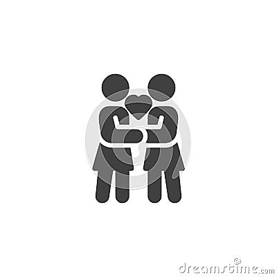 Women couple with heart vector icon Vector Illustration