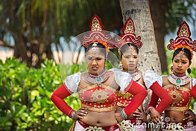 Women dancers entertaining visitors of Avani Bentota Resort Editorial Stock Photo