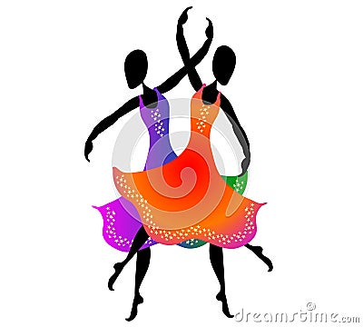 Women Dancing Clip Art 2 Cartoon Illustration