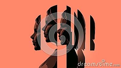 Women Dealing With Mental Health Vector Illustration