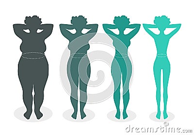 Women with different body mass index Vector Illustration