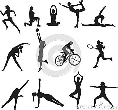 Women in different kinds of sport Vector Illustration