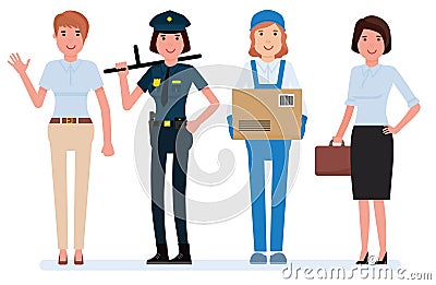 Women different profession character vector design. Cartoon flat vector character illustration. Vector Illustration