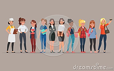 Women different profession character vector design no2 Vector Illustration