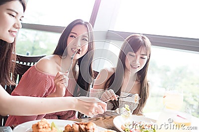 Women dine in restaurant Stock Photo