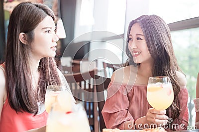 Women dine in restaurant Stock Photo