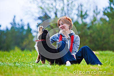 Women with dog Stock Photo