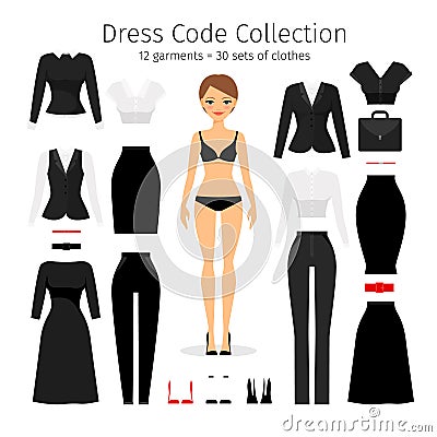 Women dress code set Vector Illustration