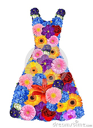 Women dress from spring flowers Stock Photo