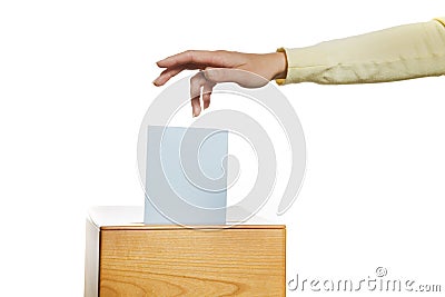 Women in the election with ballots and ballot box Stock Photo