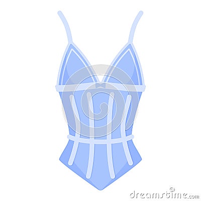 Women elegant undergarment or sexy female underwear blue corset. Fashion concept Vector Illustration