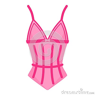 Women elegant undergarment or sexy female underwear pink corset. Fashion concept Vector Illustration