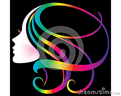 women face silhouette icon rainbow colors Vector Illustration