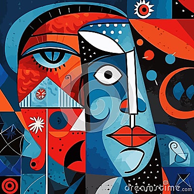 Women face in the style of Picasso. Cubism woman. Vector illustration Vector Illustration