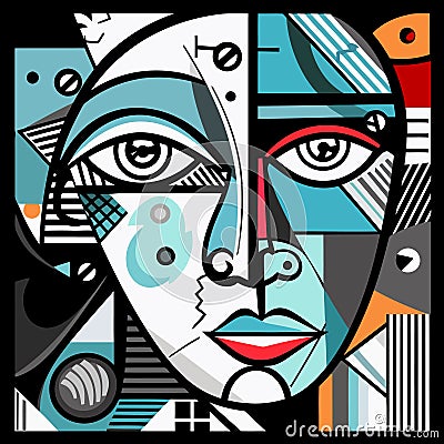 Women face in the style of Picasso. Cubism woman. Vector illustration Vector Illustration