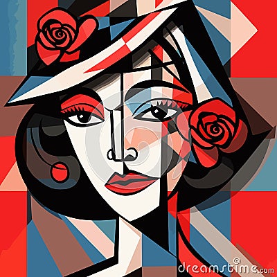 Women face in the style of Picasso. Cubism woman. Vector illustration Vector Illustration