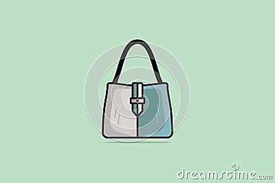 Women Fashion Clutch Leather Purse or Bag vector illustration. Beauty fashion objects icon concept. Modern rectangular evening Cartoon Illustration