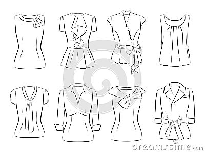 Women fashionable blouses Vector Illustration