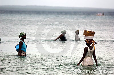 WOMEN FISHING IN MOZAMBIQUE Editorial Stock Photo