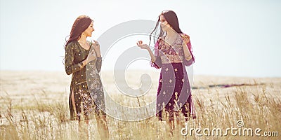 Women found oasis in desert Stock Photo