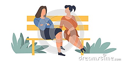 Women friendly taking friendship of people sitting on bench Vector Illustration