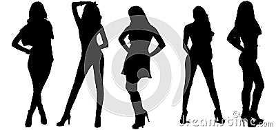 Women, group of businesswomen silhouettes. Isolated vector people Vector Illustration