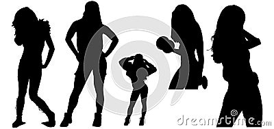 Women, group of businesswomen silhouettes. Isolated vector people Vector Illustration