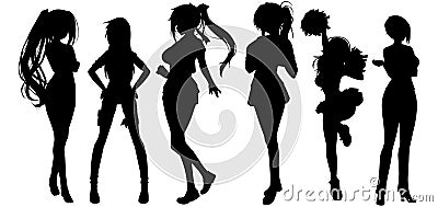 Women, group of businesswomen silhouettes. Isolated vector people Vector Illustration