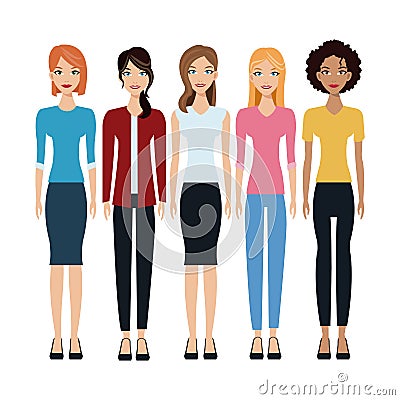 Women group community together Vector Illustration