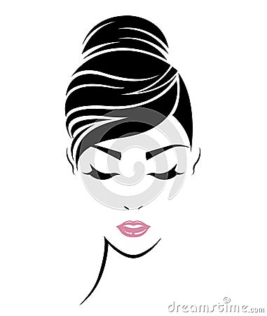 Women hair style icon, logo women face Vector Illustration