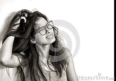Women have itchy scalp fungus Stock Photo