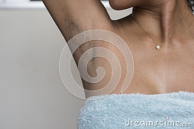 Women have lot of Hairy armpits black and long. Stock Photo