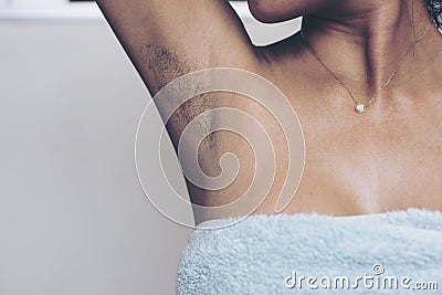 Women have lot of Hairy armpits black and long. Stock Photo