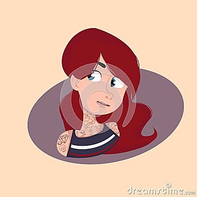 Women head with tattoo Vector Illustration