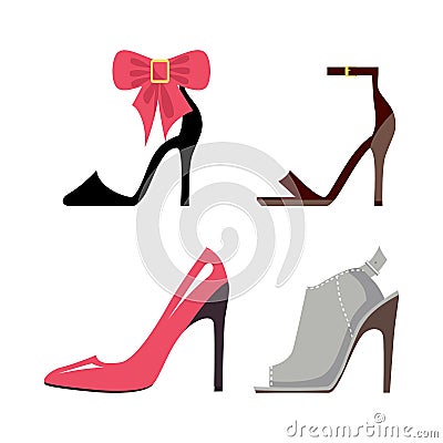 Women High-Heeled Shoes Isolated Illustrations Set Vector Illustration