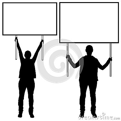 Women holding different signs Vector Illustration