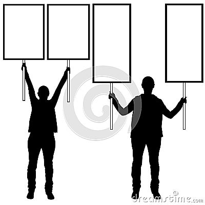 Women holding different signs Vector Illustration